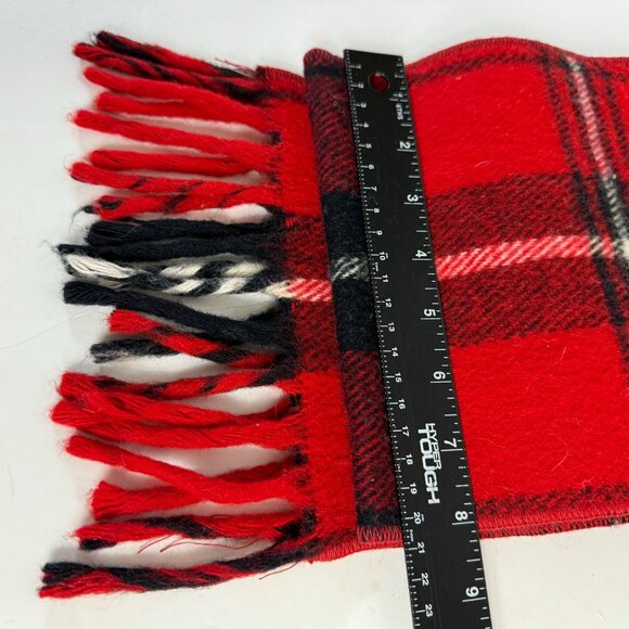 Classic Red Black Plaid Scarf Winter Classic VTG Fringe Unisex Adults Hygroton - Picture 6 of 9
